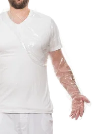 Covetrus Guantes Largos Sujeto Al Cuello 50 Unidades Guante veterinario, supersensible, suave con protección para el hombro.